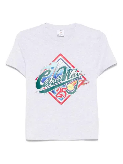 Casablanca Womens Casa Way World Series Printed Cotton-jersey T-shirt Grey