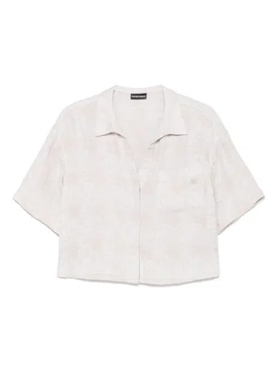 Emporio Armani Linen Short Sleeve Cropped Shirt