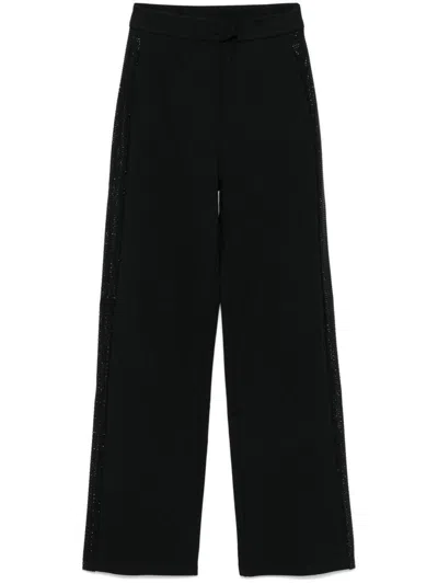 Emporio Armani Wide Leg Trousers Featuring Side Embellishments In Black