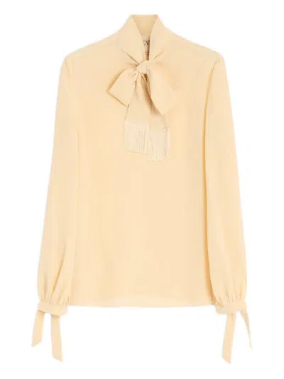 Valentino Light Yellow Crepe De Chine Top