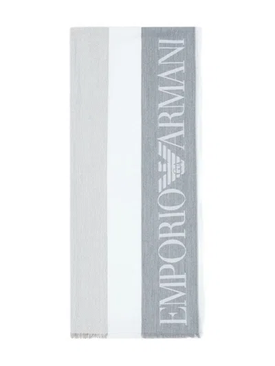 Emporio Armani Logo-jacquard Fringed Scarf In Multi