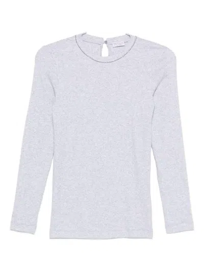 Brunello Cucinelli Cotton Crewneck Sweater In White