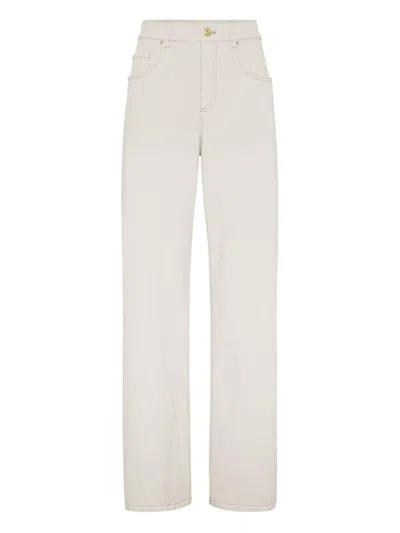Brunello Cucinelli High-rise Straight-leg Jeans In White