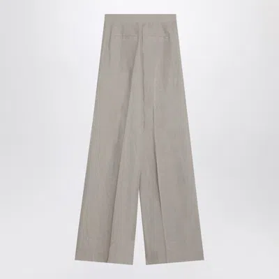 Max Mara Wide Beige Trousers In Linen Canvas Women