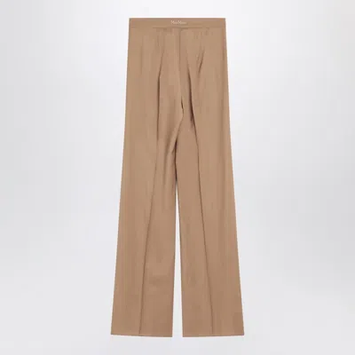 Max Mara Wide Beige Wool Trousers Women