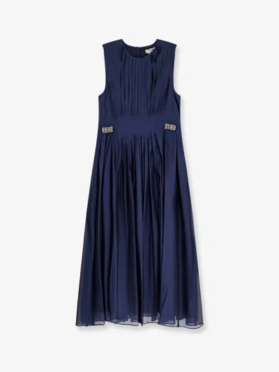 Max Mara Women Wally Silk Blend Long Dress In Blue