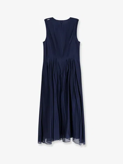 Max Mara Women Wally Silk Blend Long Dress In Blue