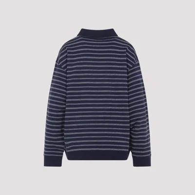 Miu Miu Striped Cotton Sweatshirt With Pointed Collar