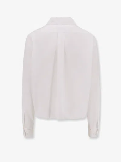 Miu Miu Cotton Shirt With  Embroidery In White