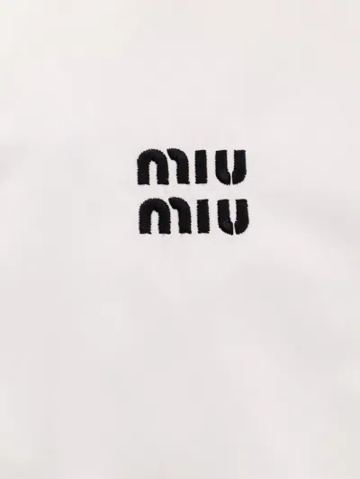 Miu Miu Cotton Shirt With  Embroidery In White