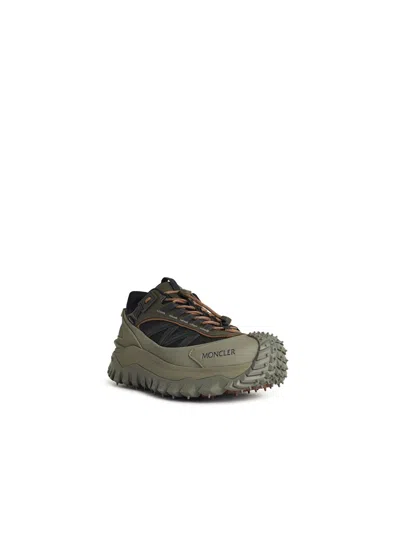 Moncler 'trailgrip Gtx' Green Leather Blend Sneakers Men