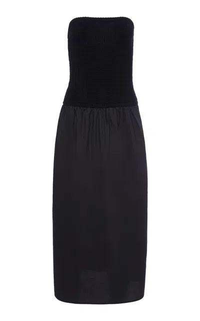Onia Crochet Knit Poplin Maxi Dress