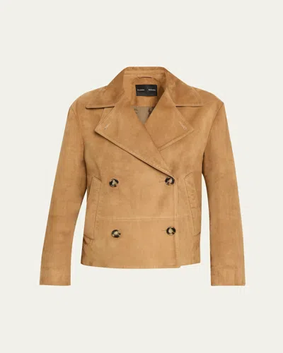 Proenza Schouler Nola Double-breasted Suede Jacket In Brown