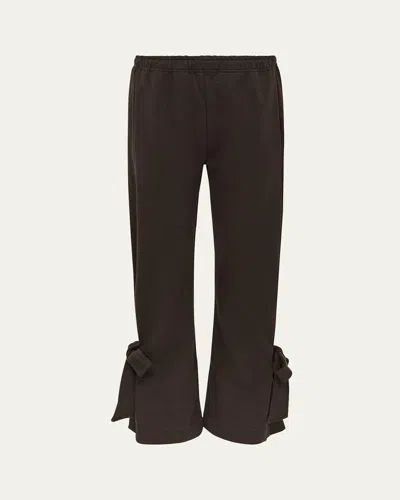 Jw Anderson Tied Bow Cotton Joggers In Brown