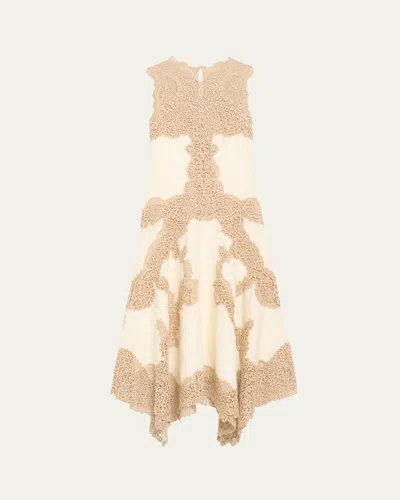 Ulla Johnson Arlette Lace Detail Handkerchief Hem Linen Dress