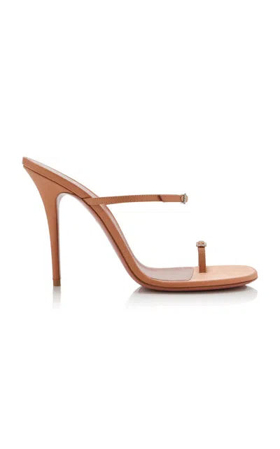 Amina Muaddi Adut 105 Satin And Leather Mules In Brown