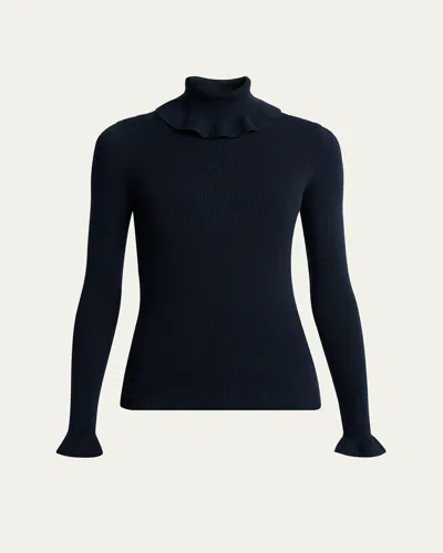 Chloé Ruffle Frill Rib Knit Sweater