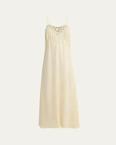 Chloé Organic Silk Roses Jacquard Maxi Slip Dress