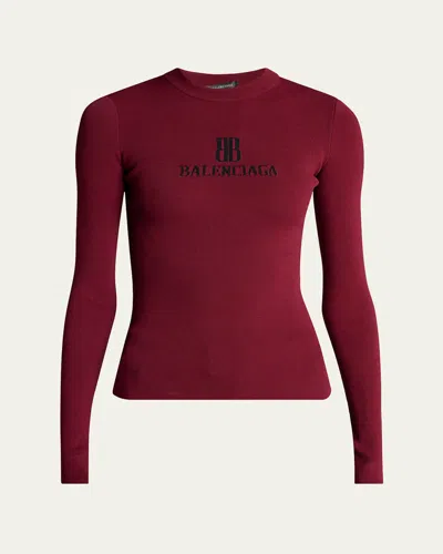 Balenciaga Ribbed Crewneck Long-sleeved Fitted Top