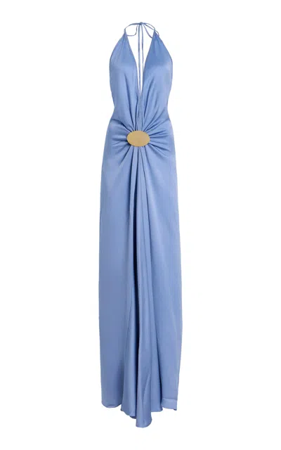Silvia Tcherassi Exclusive Aiko Gathered Satin Maxi Dress