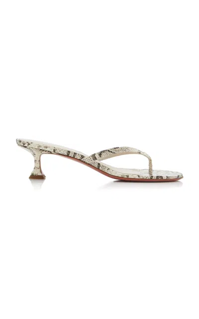 Amina Muaddi Juliette Snake-effect Leather Sandals