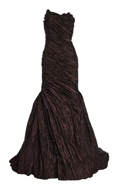 Marmar Halim Strapless Crushed-taffeta Gown