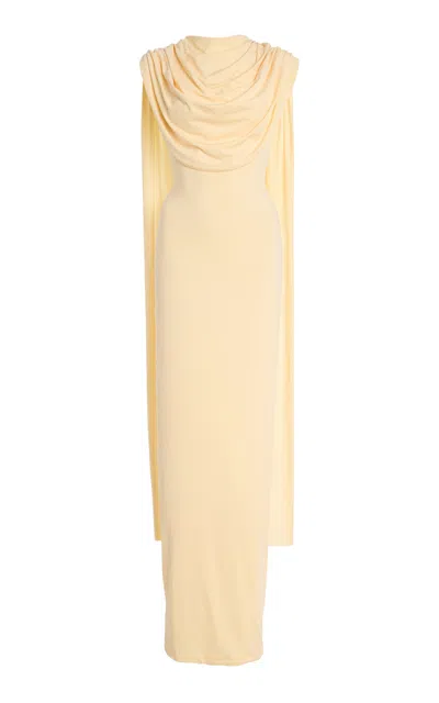 Maygel Coronel Batista Draped Jersey Maxi Dress