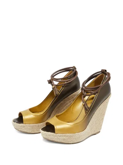 Pre-owned Sergio Rossi Vintage 2024 Peep-toe Wedge Shoes