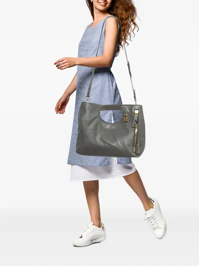 Pre-owned Tom Ford  Leather Padlock Shoulder Bag In Gray