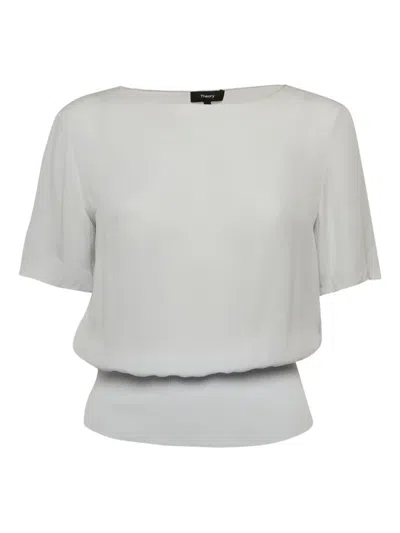 Pre-owned Theory  Ribbed-hem Silk Top
