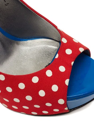 Pre-owned Gina 2024 Polka-dot Platform Pumps In Red