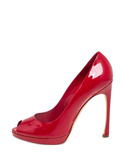 Pre-owned Dior Peep-toe Pumps In Red