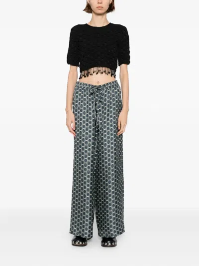 Pierre-louis Mascia Aloe Palazzo Trousers In Gray