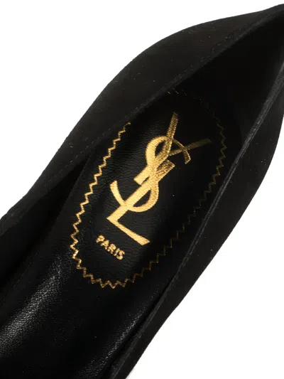 Pre-owned Saint Laurent Arya Suede Platform Pumps In Black
