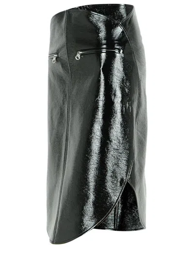 Courrèges Skirt Cotton Blend Asymmetric Hem In Black