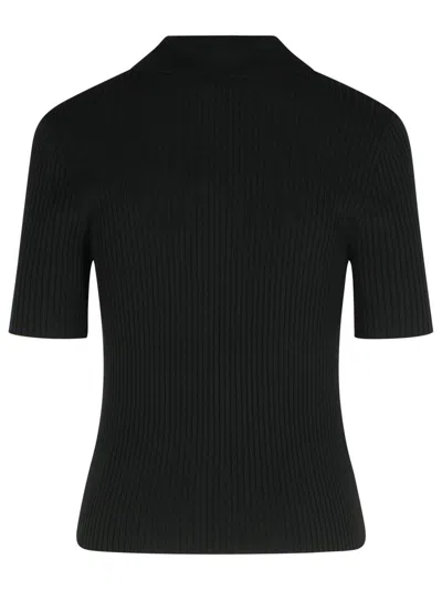 Courrèges Courreges Black Viscose Blend Polo Shirt Women In Black