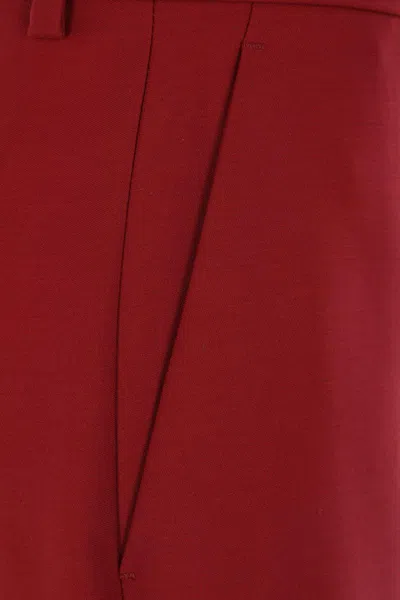 Gucci Women Wool Oversize Low-rise Trouser With Slit On The Front In Red