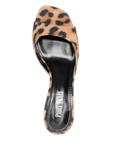 Paris Texas 'lara' Mules In Leather With Heel And Animalier Print