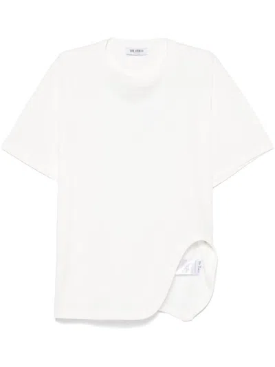 Attico The  White Cotton T-shirt With A Slit