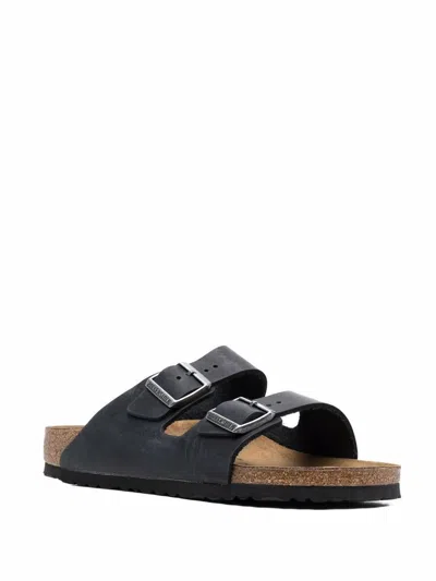 Birkenstock Black 'arizona' Slippers In Leather