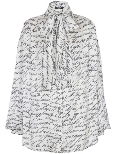 Balmain Pussy-bow Shirt With 'love Letter' Print