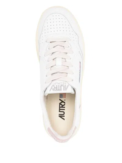 Autry Medalist Platform Sneakers In White And Beige Calf Leather