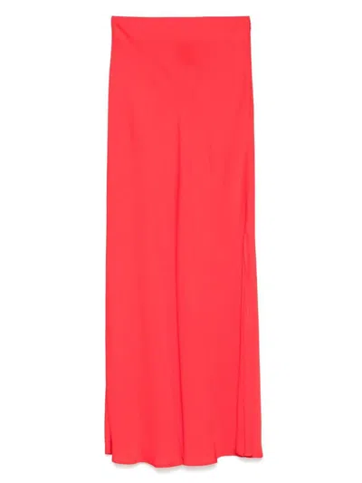 Twinset Maxi Skirt In Red With Side Slit Flared Skirt