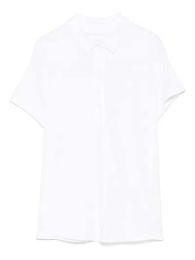 Majestic Filatures Short-sleeved White Shirt With Classic Collar In White