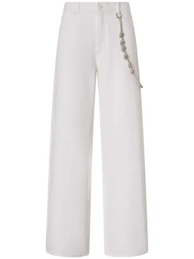 Pinko Relaxed Fit White Jeans With Side Chain Detailing