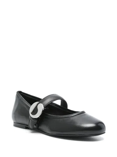 Coperni Calf Leather Ballerinas In Black With Logo-buckle Fastening