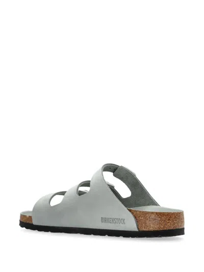 Birkenstock Mint Green Leather Florida Slippers In Gray