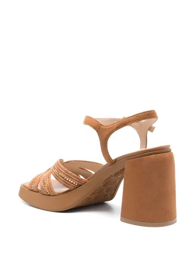Liu •jo Liu Jo Caramel Brown Sandals With High Block Heel
