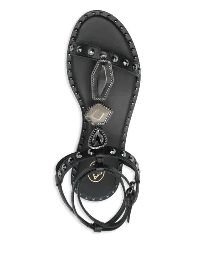 Ash Black Calf Sandals With Studs