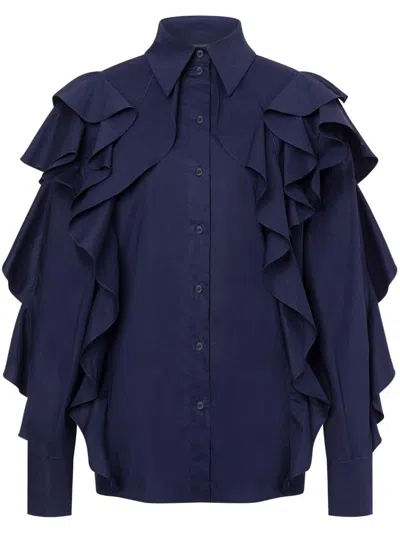 Alberta Ferretti Stretch-cotton Ruffled Detailing